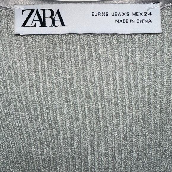 Zara Grey Scoop Neck Delicate Sheer Viscose Linen Mesh Knit Tank Top Size XS - Picture 2 of 15